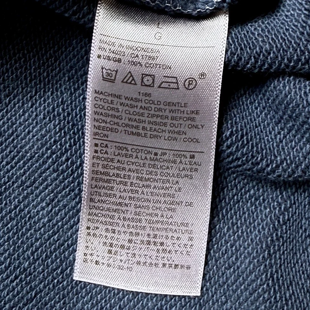 Banana Republic Mens Large Navy Blue Quarter Zip French Terry Cotton Sweatshirt